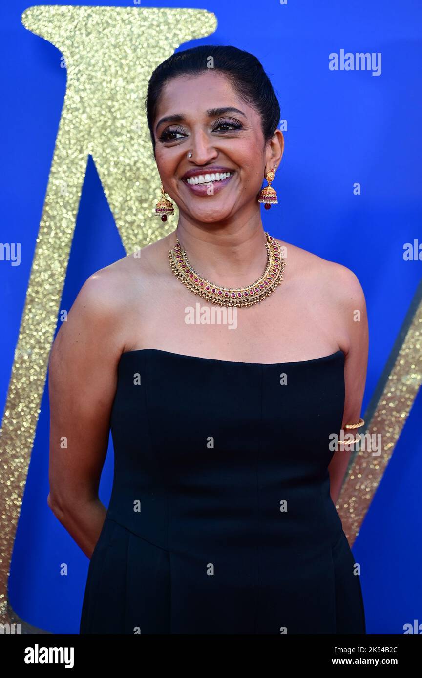 London, UK , 05/10/2022, Sindhu Vee Arrive at the Cast and filmmakers attend the BFI London Film Festival press conference for Roald Dahl’s Matilda The Musical, released by Sony Pictures in cinemas across the UK & Ireland on November 25th -  5th October 2022, London, UK. Stock Photo
