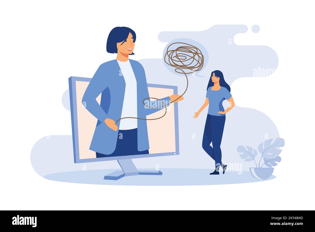 Woman consulting psychologist online. Doctor and patient discussing ...