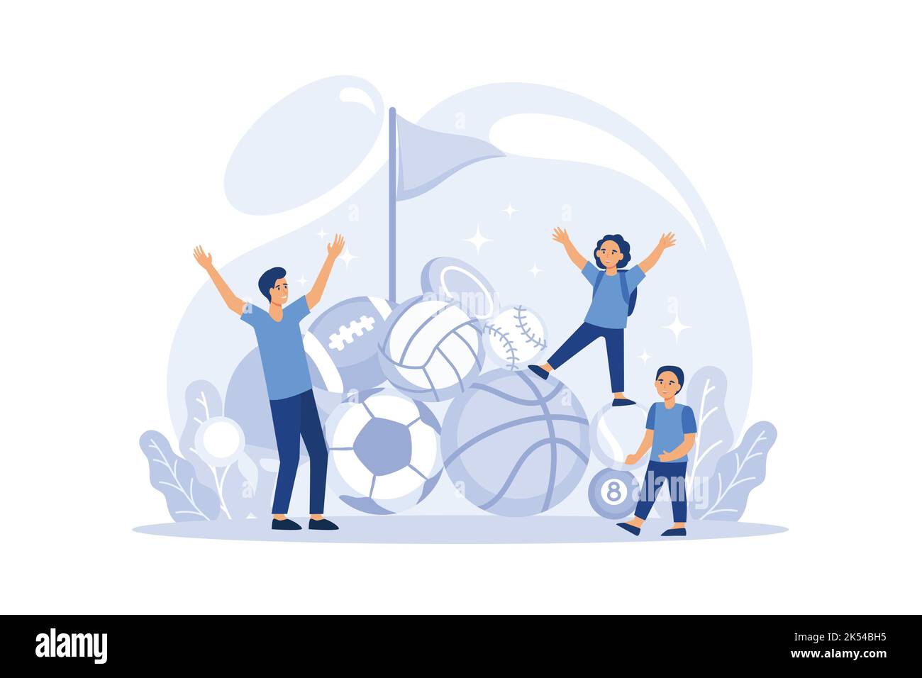 Sport class illustration. Kids doing various sports in physical ...