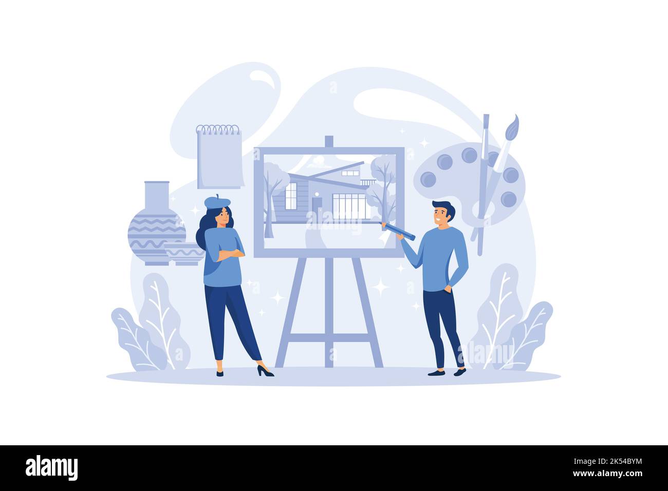 Graphic illustration artist working on the computer. Picture on the