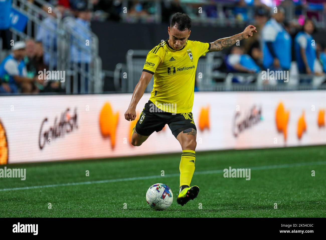CHARLOTTE, NC - OCTOBER 05: Lucas ZelarrayÃ¡n (10) of Columbus Crew ...