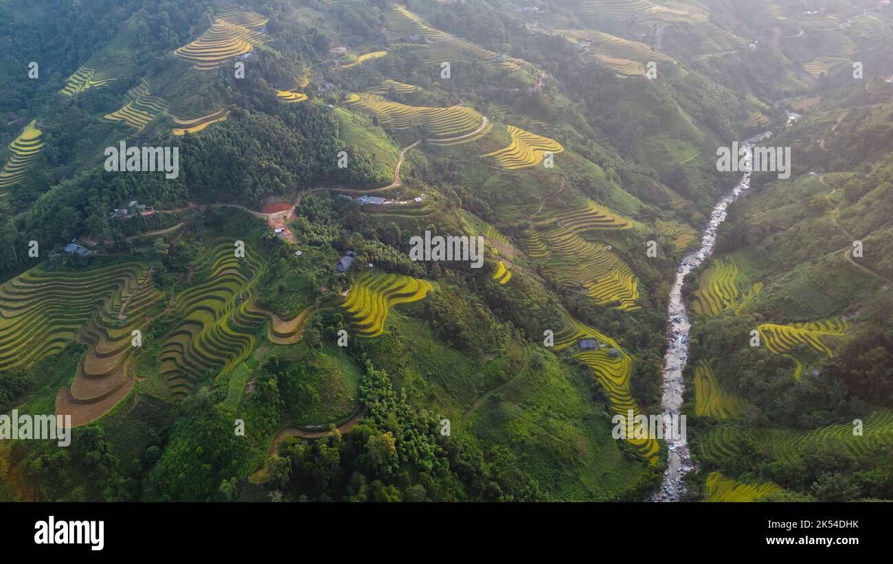 The majestic terraced fields in Ha Giang province, Vietnam. Rice fields ...