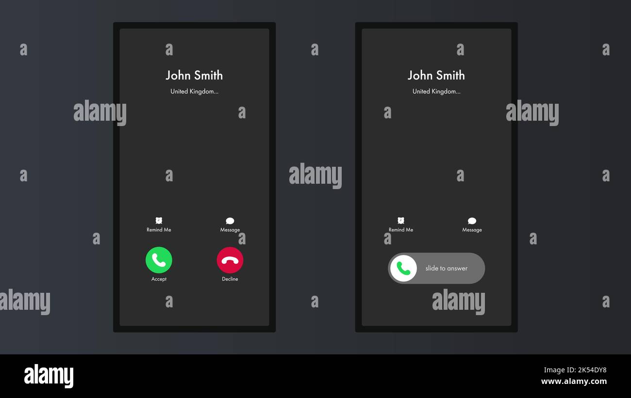 Mockup incoming call, voicemail screen, smartphone interface vector template. Flat UI, UX for application. New Call screen template. Web app display Stock Vector