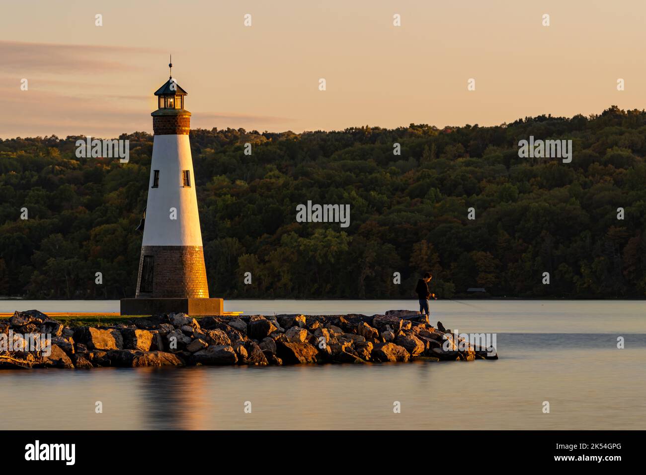 Sunset photo of the Myers Point Lighthouse at Myers Park in Lansing NY