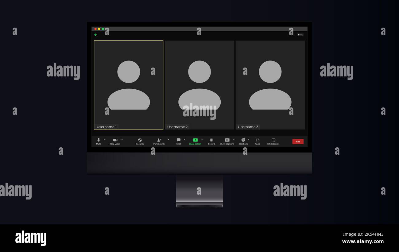 Online video call interface template with user icon. Online conference ...