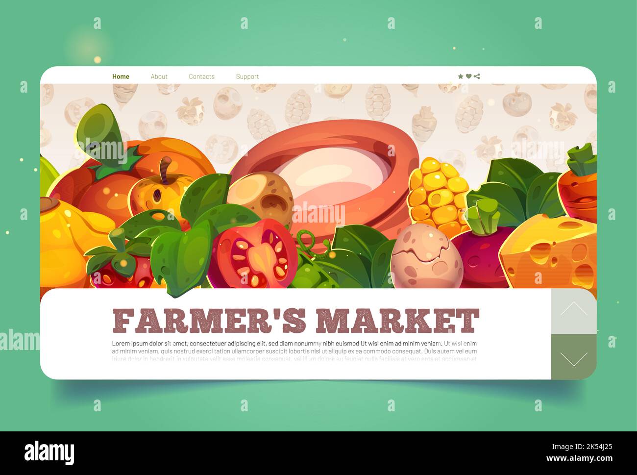 Farmer Market Cartoon Landing Page With Fresh Natural Food Dairy farmer-market-cartoon-landing-page-with-fresh-natural-food-dairy