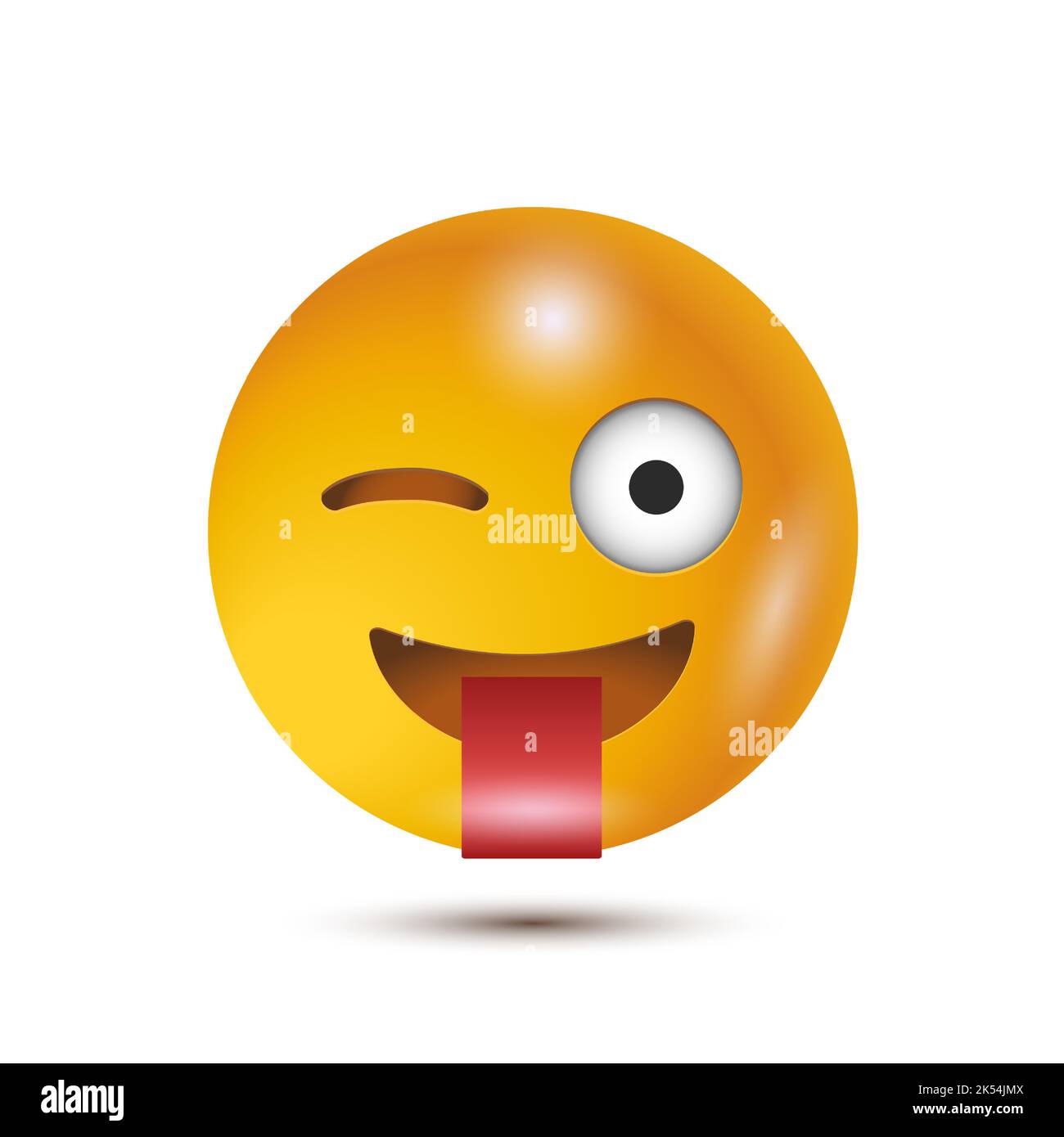 Crazy, Stuck out tongue winking eye. funny yellow emoticon. realistic emoticon. 3D emoticon for web. for emoticon characters design collection. for Stock Vector