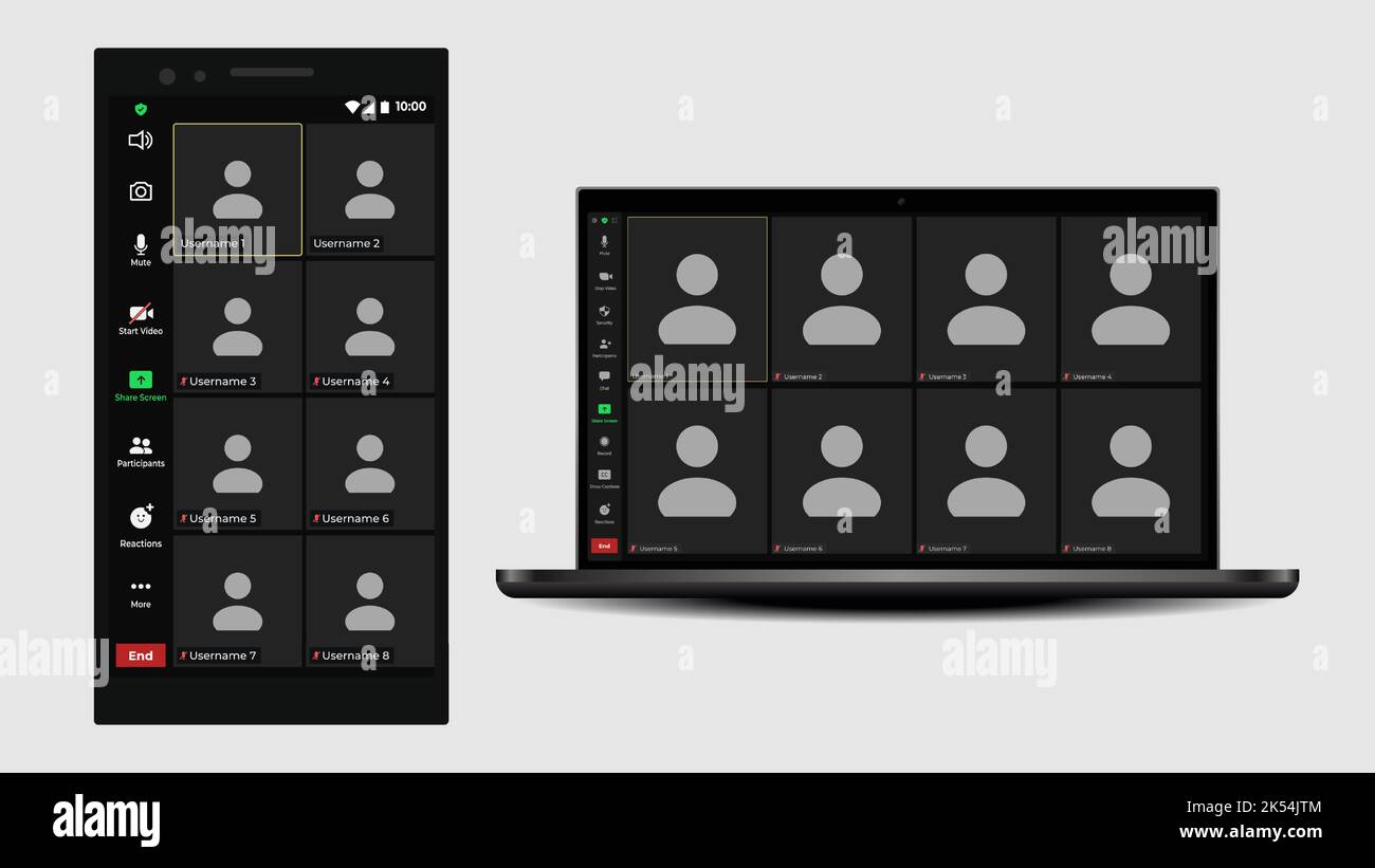 Online video call interface template with user icon. Video calls window ...