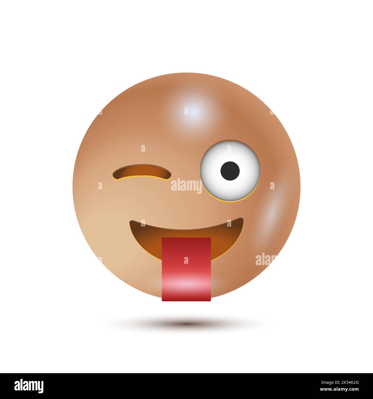 Crazy, Stuck out tongue winking eye. funny yellow emoticon. realistic emoticon. 3D emoticon for web. for emoticon characters design collection. for ui Stock Vector