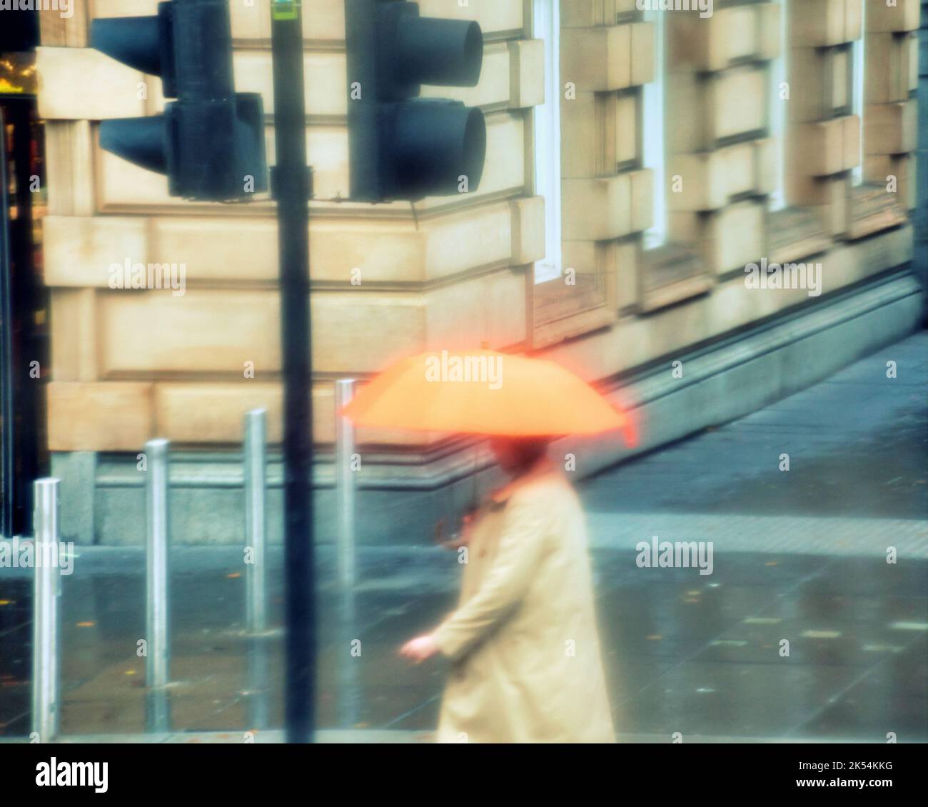 raining wet weather on Buchannan street sees umbrellas Stock Photo