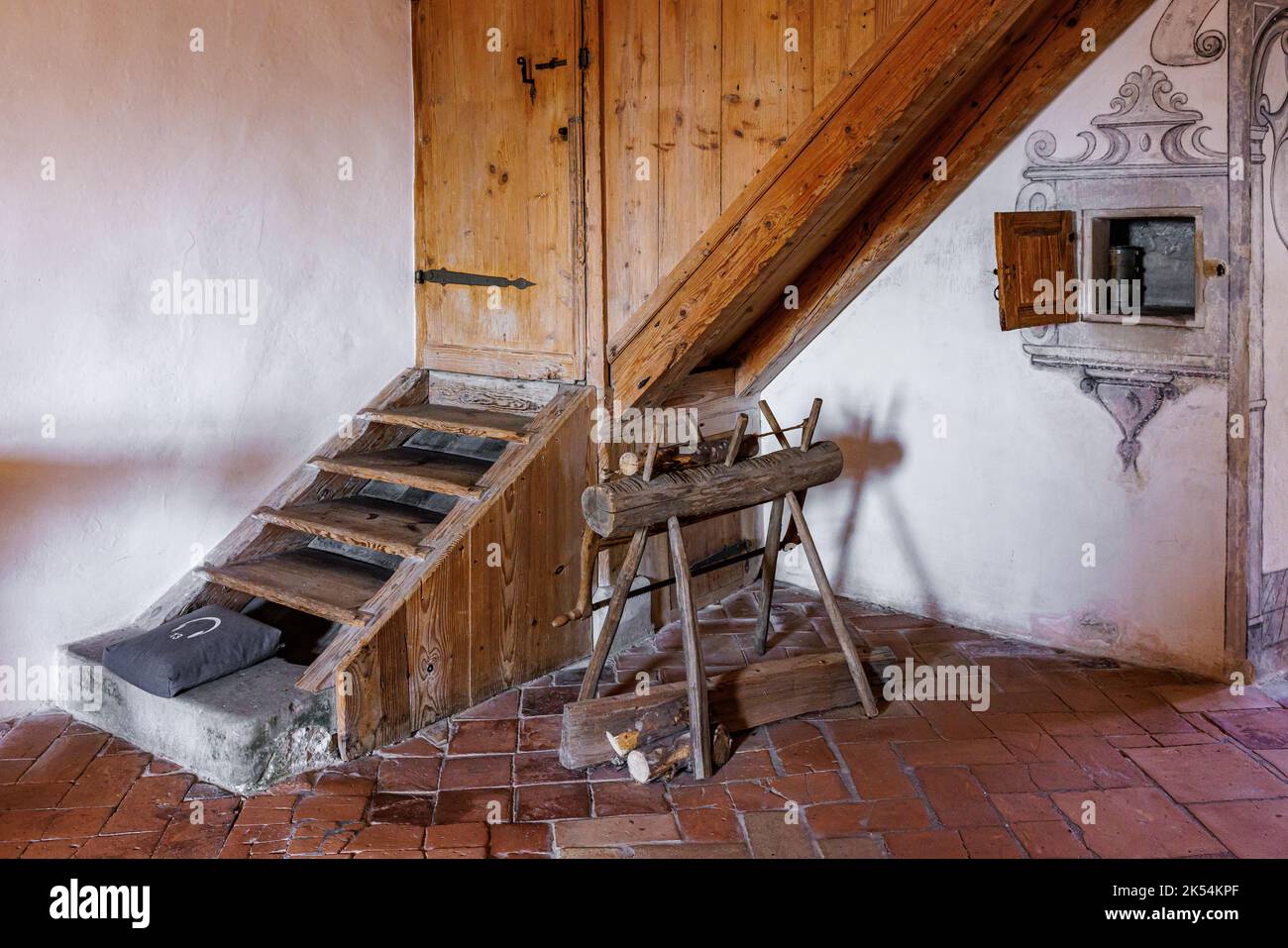 An interior of Monk house in Ittingen Charterhouse monastery Stock