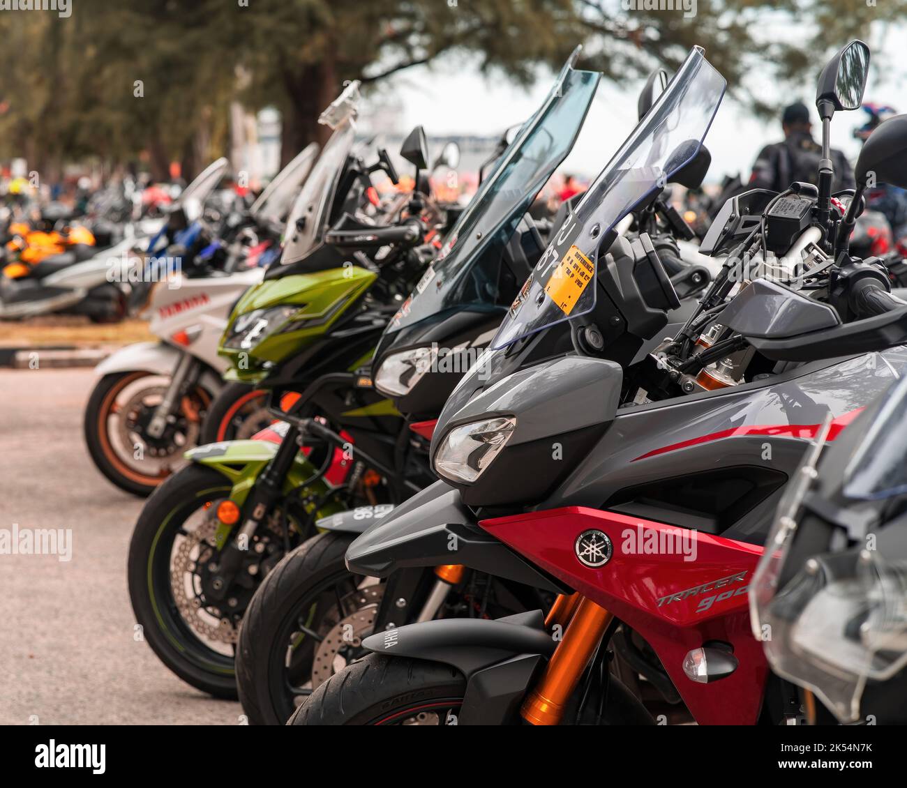 Motorcycles parked in a row at the Bike Week event Stock Photo - Alamy