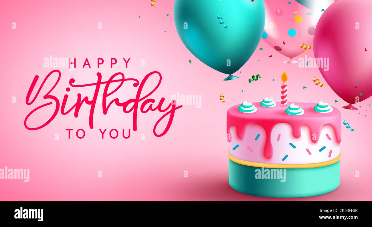 Happy birthday vector background design. Birthday text in pink space ...