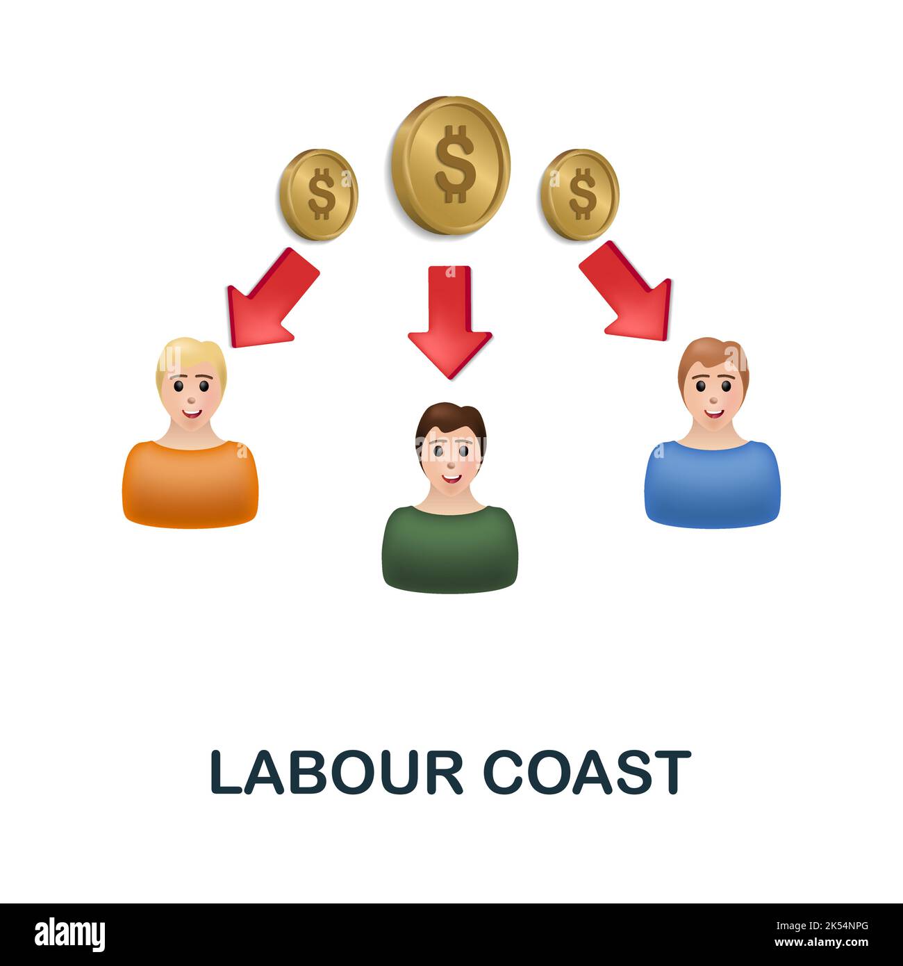 Labour Coast icon. 3d illustration from finance management collection. Creative Labour Coast 3d icon for web design, templates, infographics and more Stock Vector