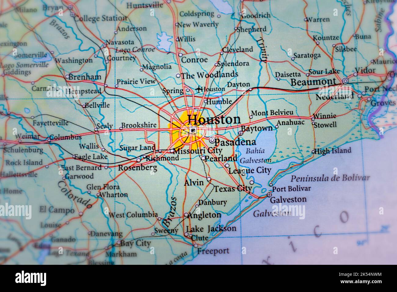 Houston marked on the map Stock Photo Alamy