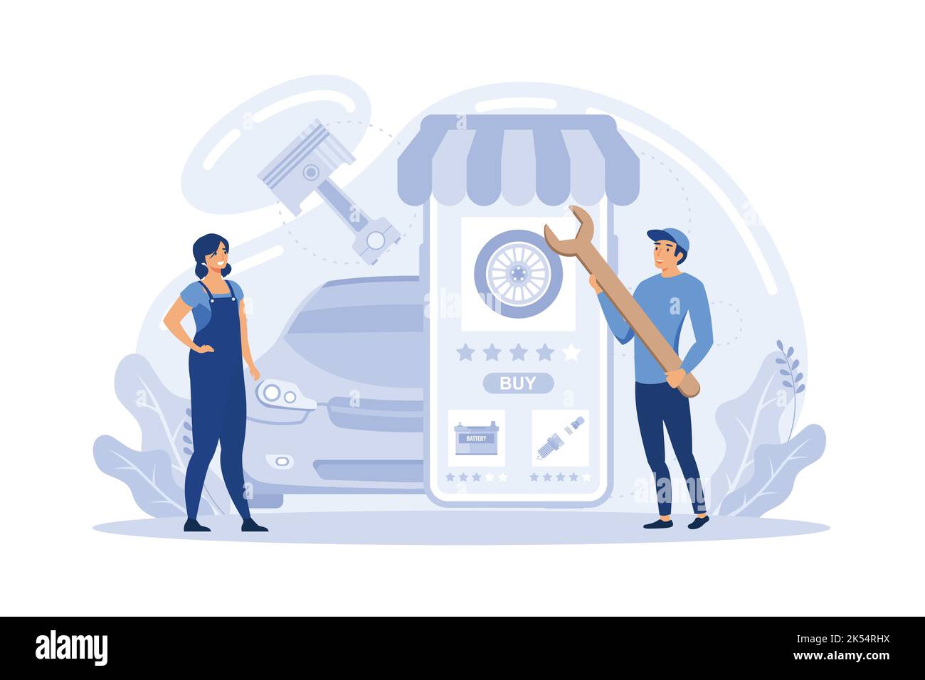 Online Car Parts Store illustration. flat vector Stock Vector Image