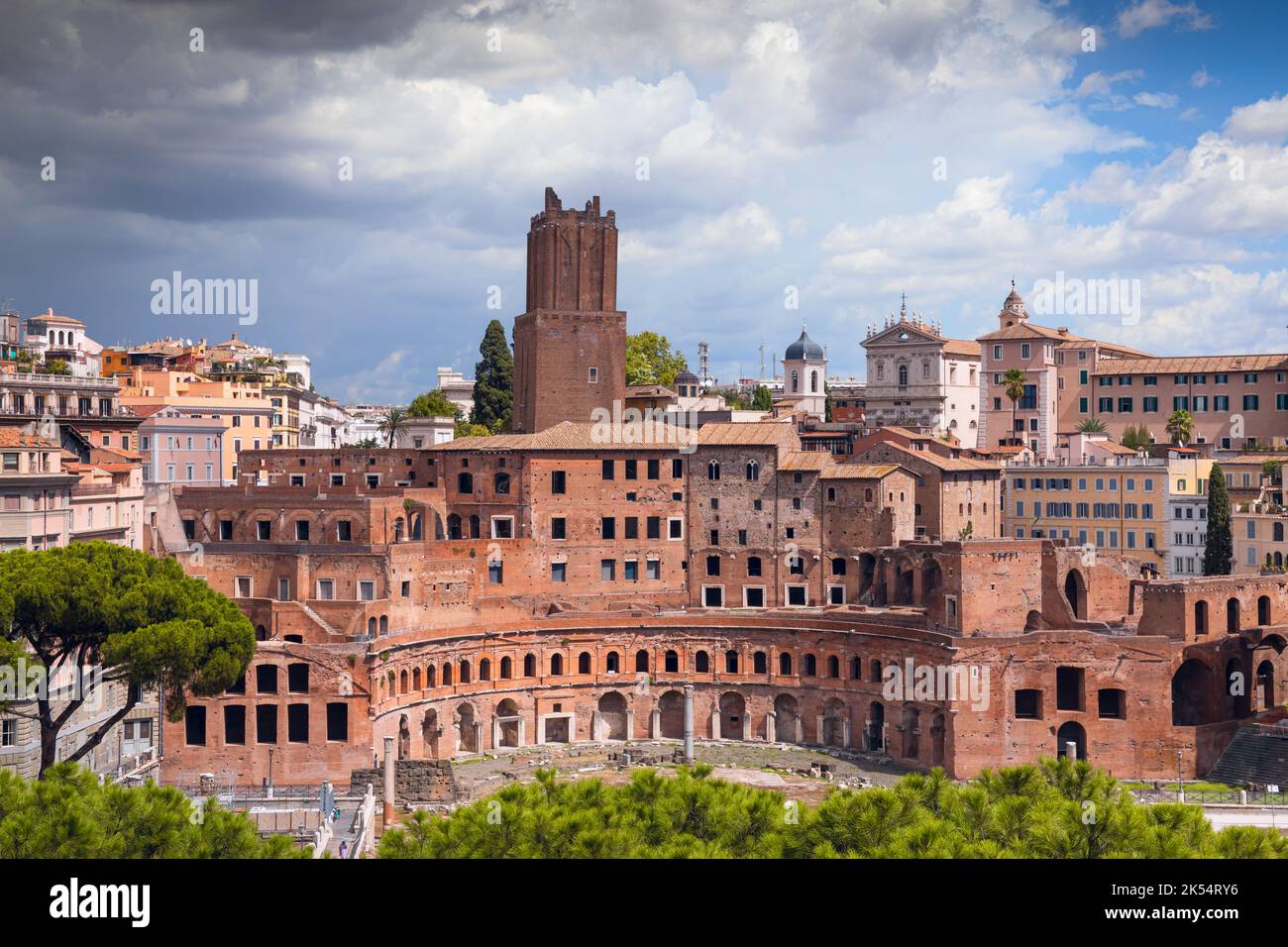 Panoramic view of Trajan's Market (Mercati Traianei) on the Via dei Fori Imperiali, in Rome, Italy. Stock Photo
