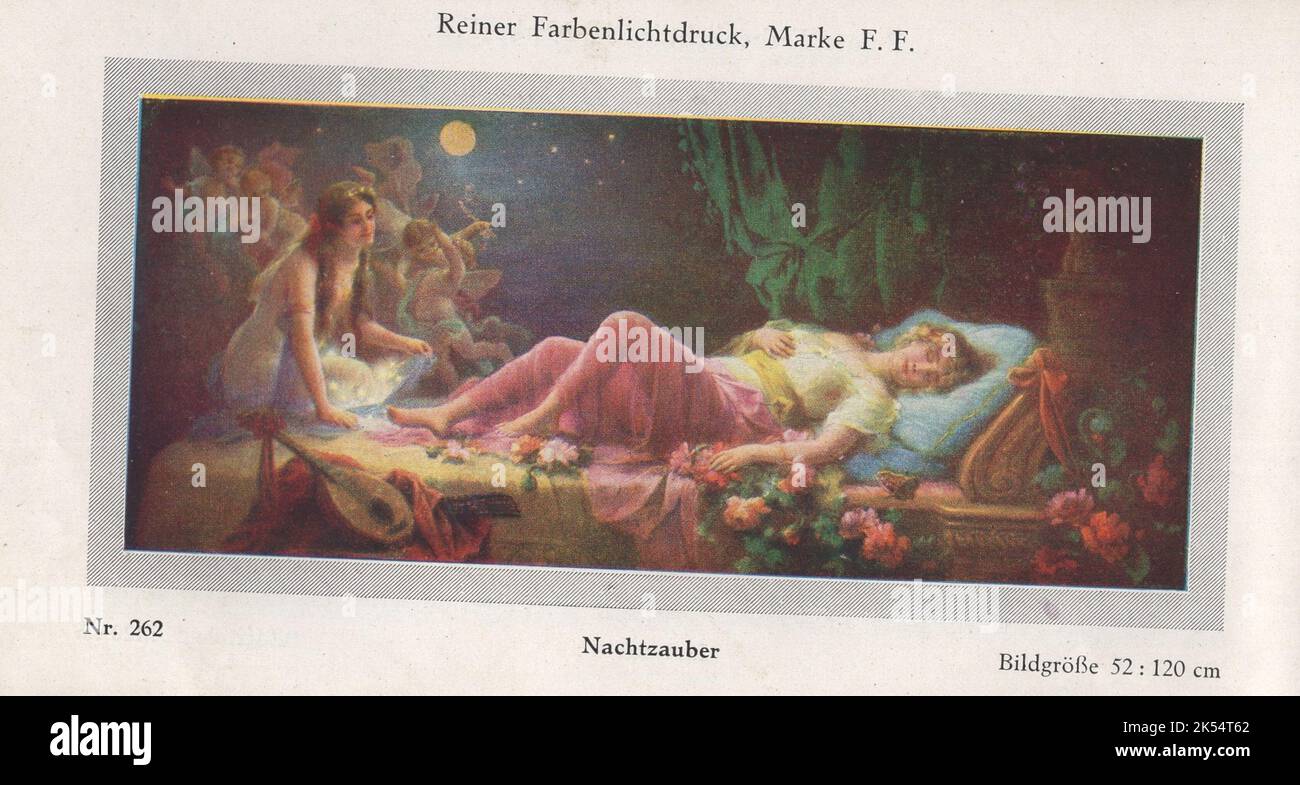 Reiner Farbenlichtdruck, Marke F. F. Nachzauber Nr. 262  Bildgröße 52 : 120 cm / Night magic , Nightmare / Stock Photo