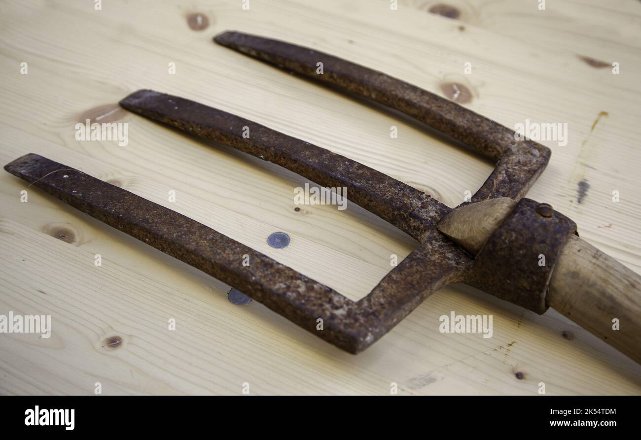 Detail of old gradin tool, rust and passage of time Stock Photo