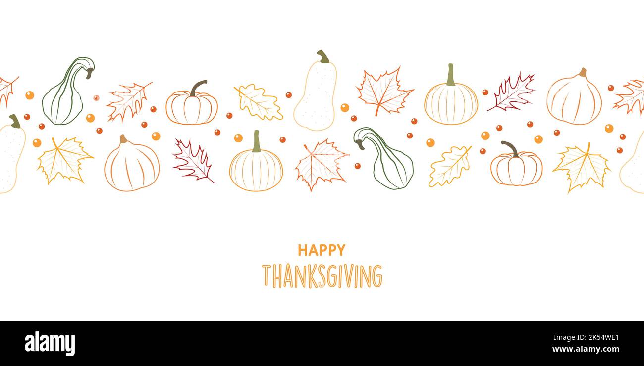 happy thanksgiving greeting card with pumpkin and autumn leave banner Stock Vector