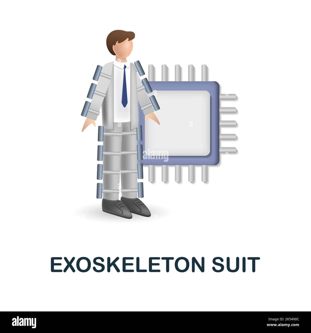 Exoskeleton Suit icon. 3d illustration from future technology collection. Creative Exoskeleton Suit 3d icon for web design, templates, infographics Stock Vector