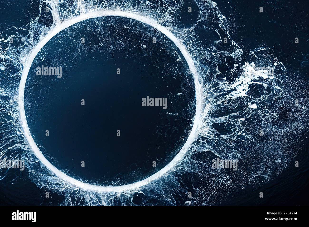 drone view of an underwater explosion and gas leak of the sea surface cause an underwater