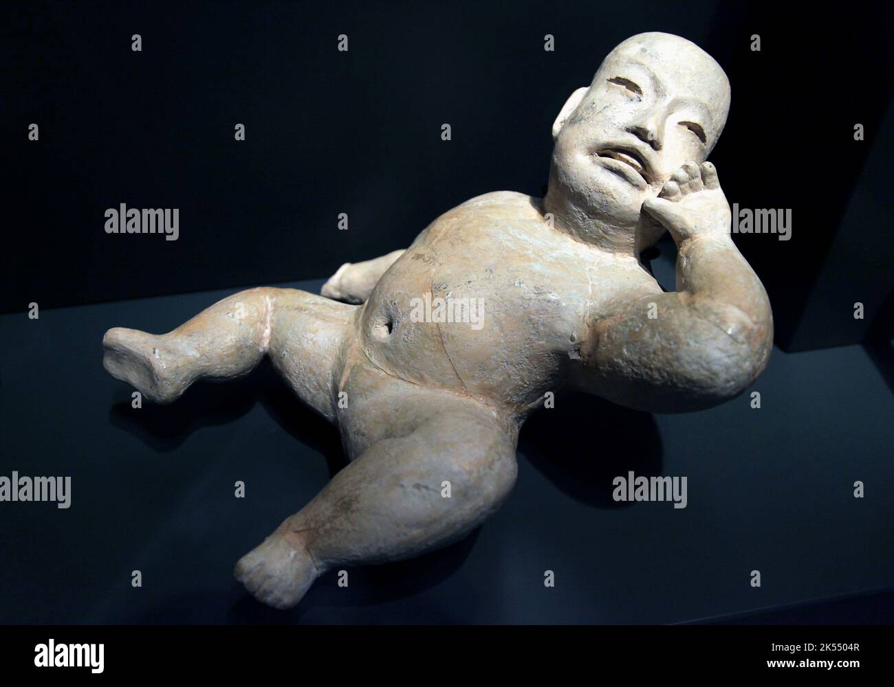 Olmec baby form Veracruz in Mexico.Dated 1150-450 BC.Middle Preclassical period. Stock Photo