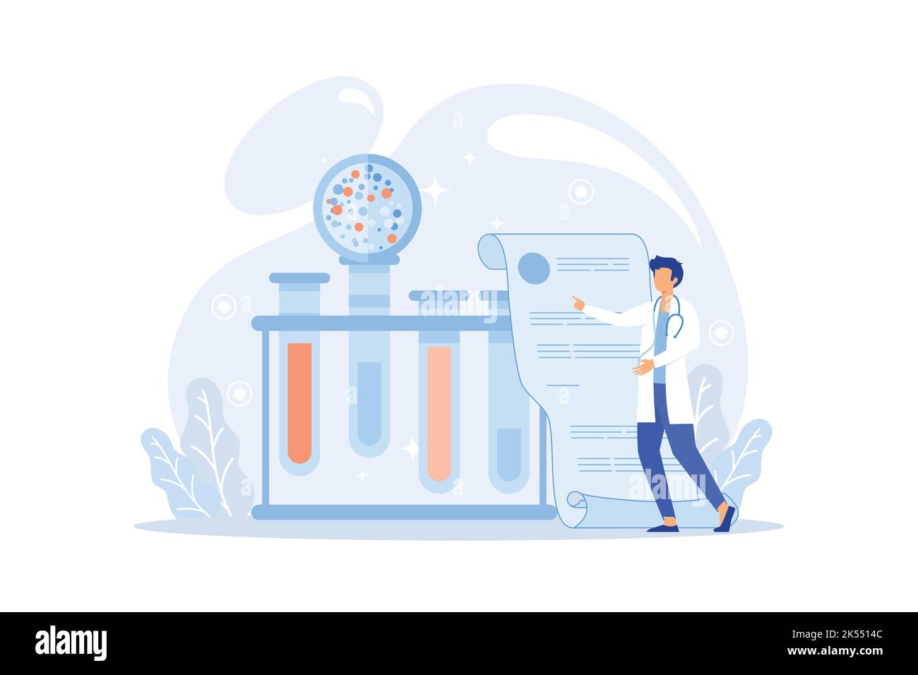 Laboratory diagnostic services. Medical tools. Colored vector illustration in flat style for clinical diagnostics center or lab advertisement. flat ve Stock Vector