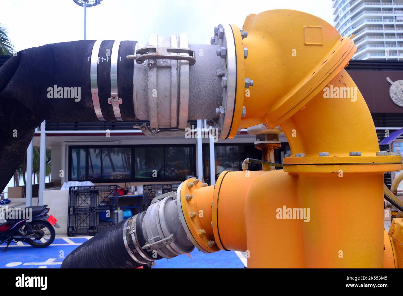 Large tubes of an industrial water pump in Jomtien, Pattaya, Thailand