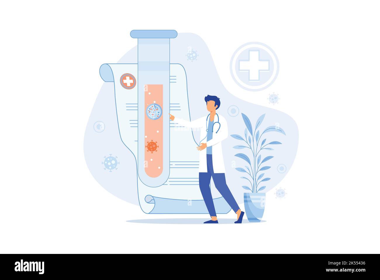 Laboratory diagnostic services. Medical tools. Colored vector illustration in flat style for clinical diagnostics center or lab advertisement. Stock Vector