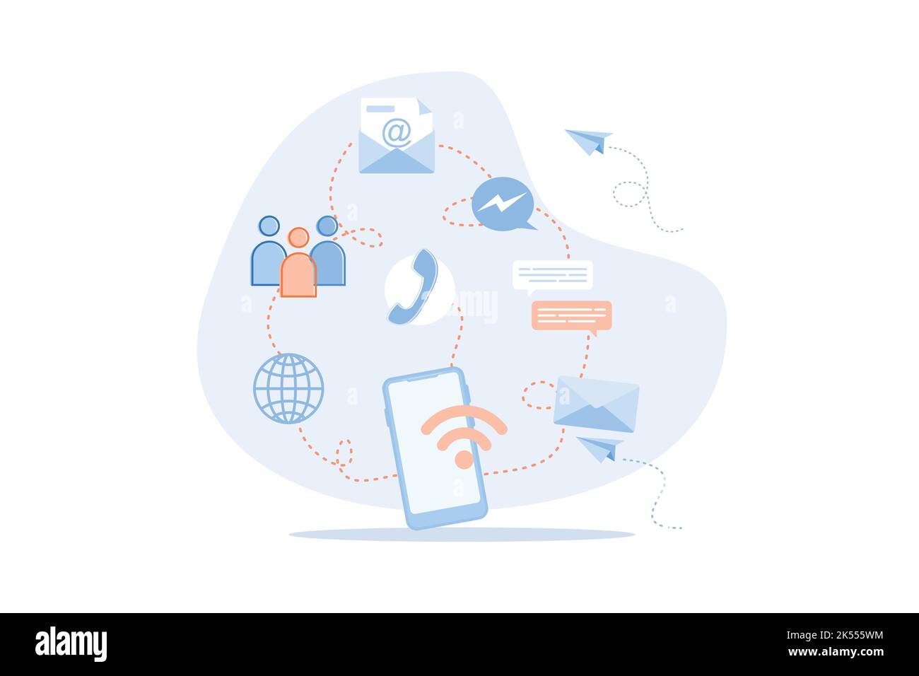 Word cloud of software related items. Digital communication formats, floss, open source software. Unified conversation modern technology. Ways of inte Stock Vector