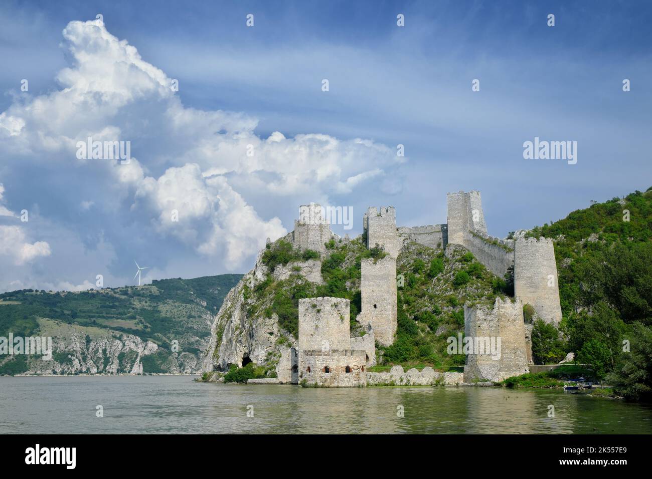 Golubac Fortress on Danube River before reconstruction, Serbia Stock Photo
