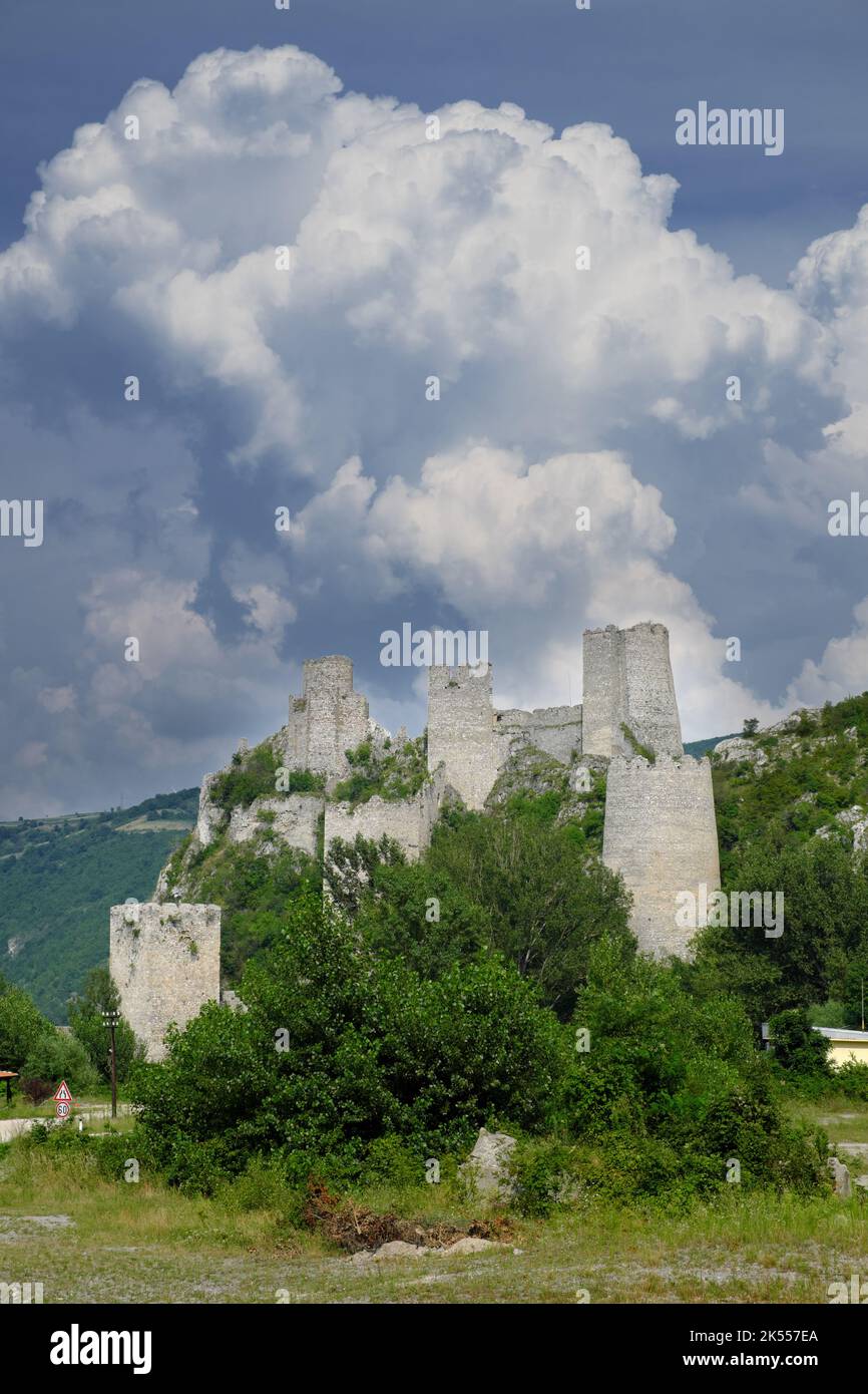 Golubac Fortress on Danube River before reconstruction, Serbia Stock Photo