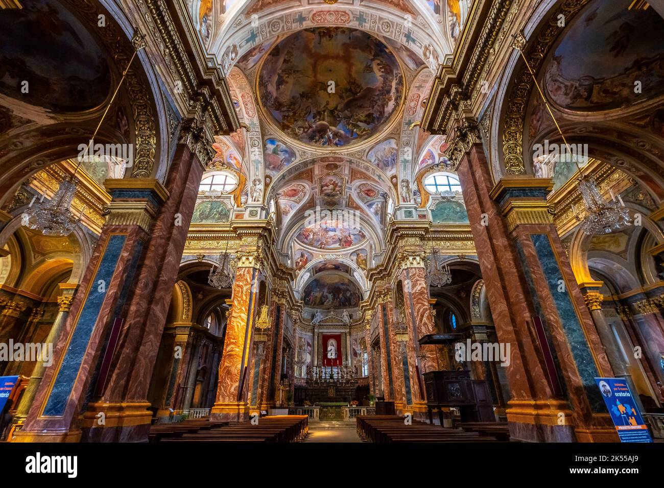 Interior of Mondov Cathedral or Saint Donatus of Arezzo is a