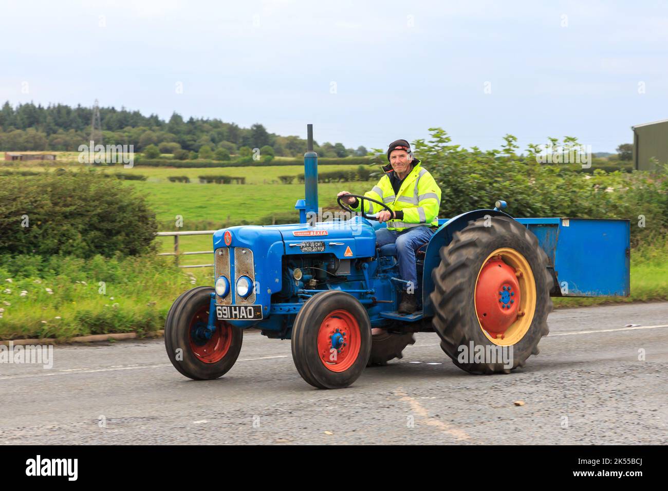 Eastriggs, Scotland - September 04, 2022: An old 1962 Fordson Dexta tractor returning from a local charity run Stock Photo
