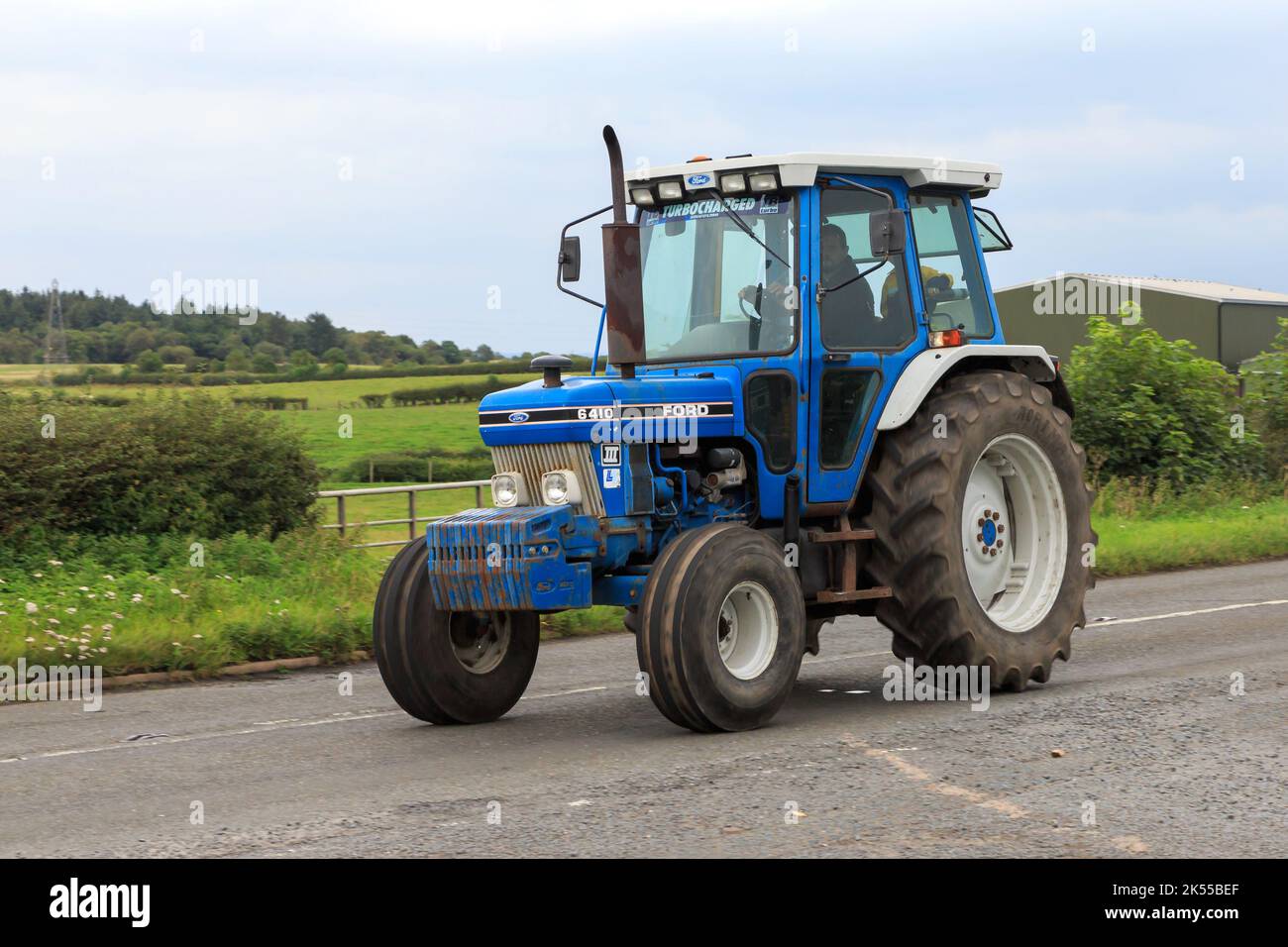Eastriggs, Scotland - September 04, 2022: An old Ford 6410 tractor returning from a local charity run Stock Photo