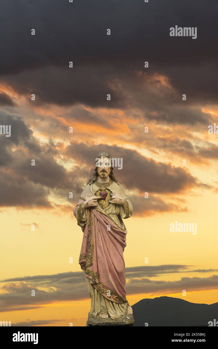 Old sculpture of the Jesus Christ Stock Photo