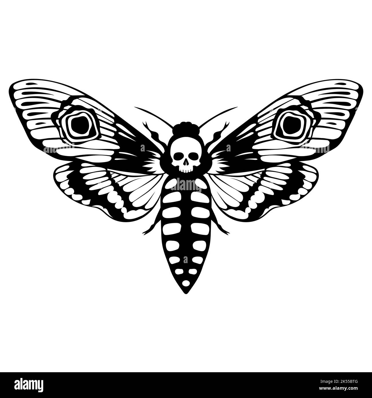 Death's head hawk moth. Acherontia atropos butterfly design, hand drawn ...