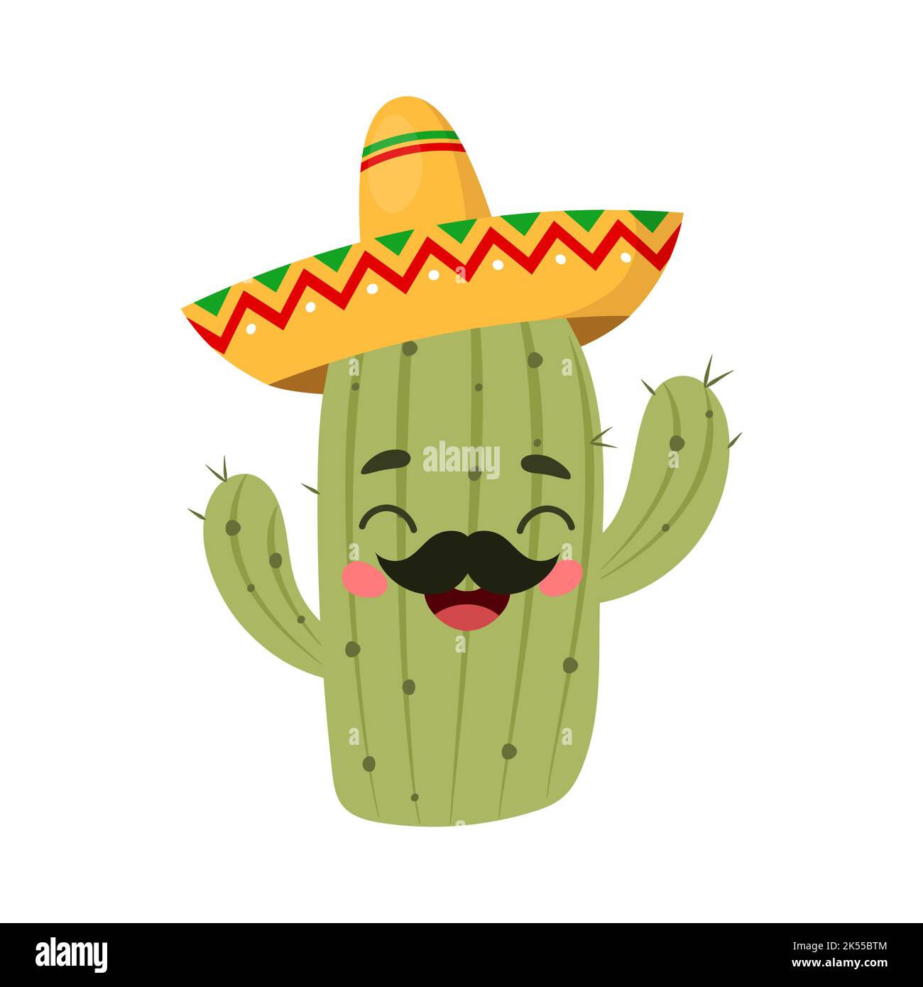 Cute cactus with happy face and sombrero, cartoon vector illustration Stock  Vector Image & Art - Alamy