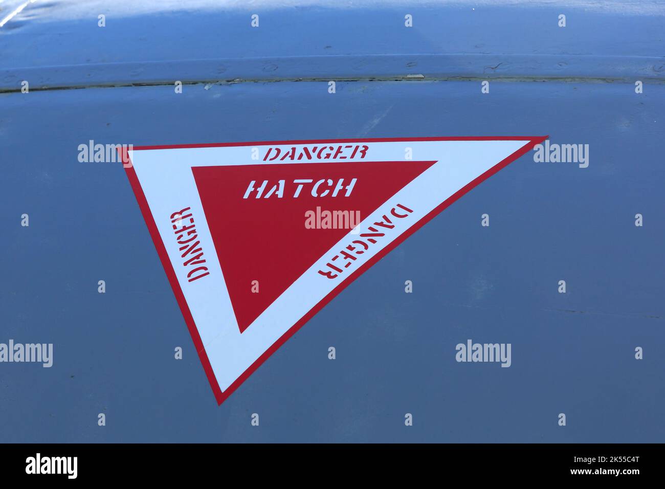 Danger Hatch sign on an old jet plane Stock Photo