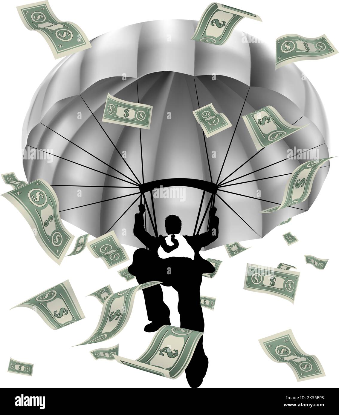 Parachuting Cash Silhouette Business Man Stock Vector Image & Art - Alamy