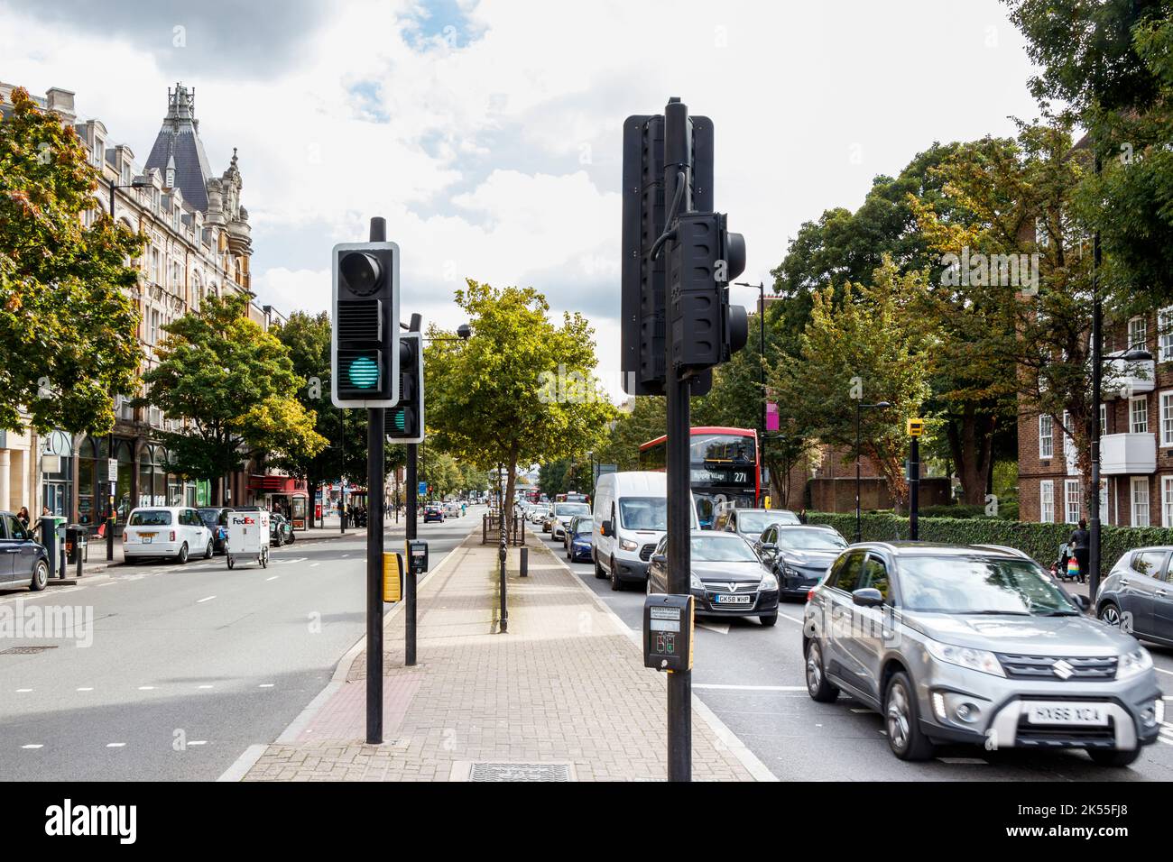 View South along Holloway Road in the Nag's Head area of Islington, London, UK Stock Photo