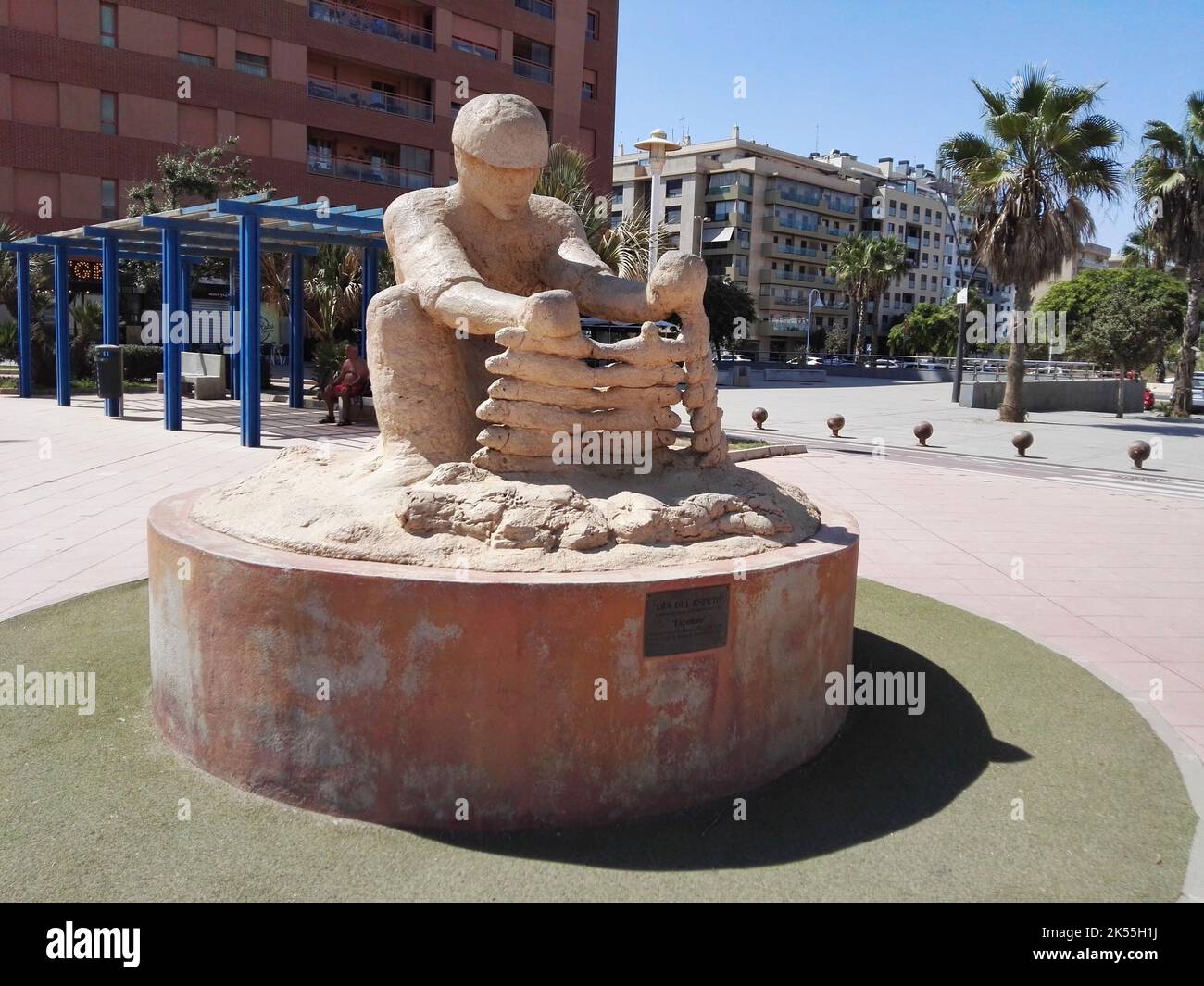Monument to the Espetero (sardine cook) at Paseo Maritimo Antonio Banderas. Malaga, Spain. Stock Photo