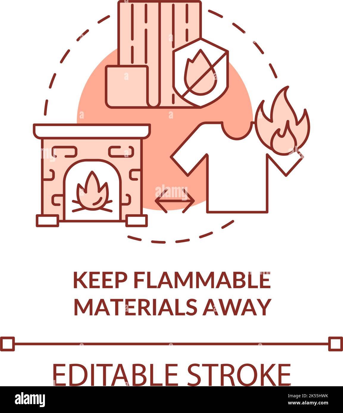 Keep flammable materials away terracotta concept icon Stock Vector ...