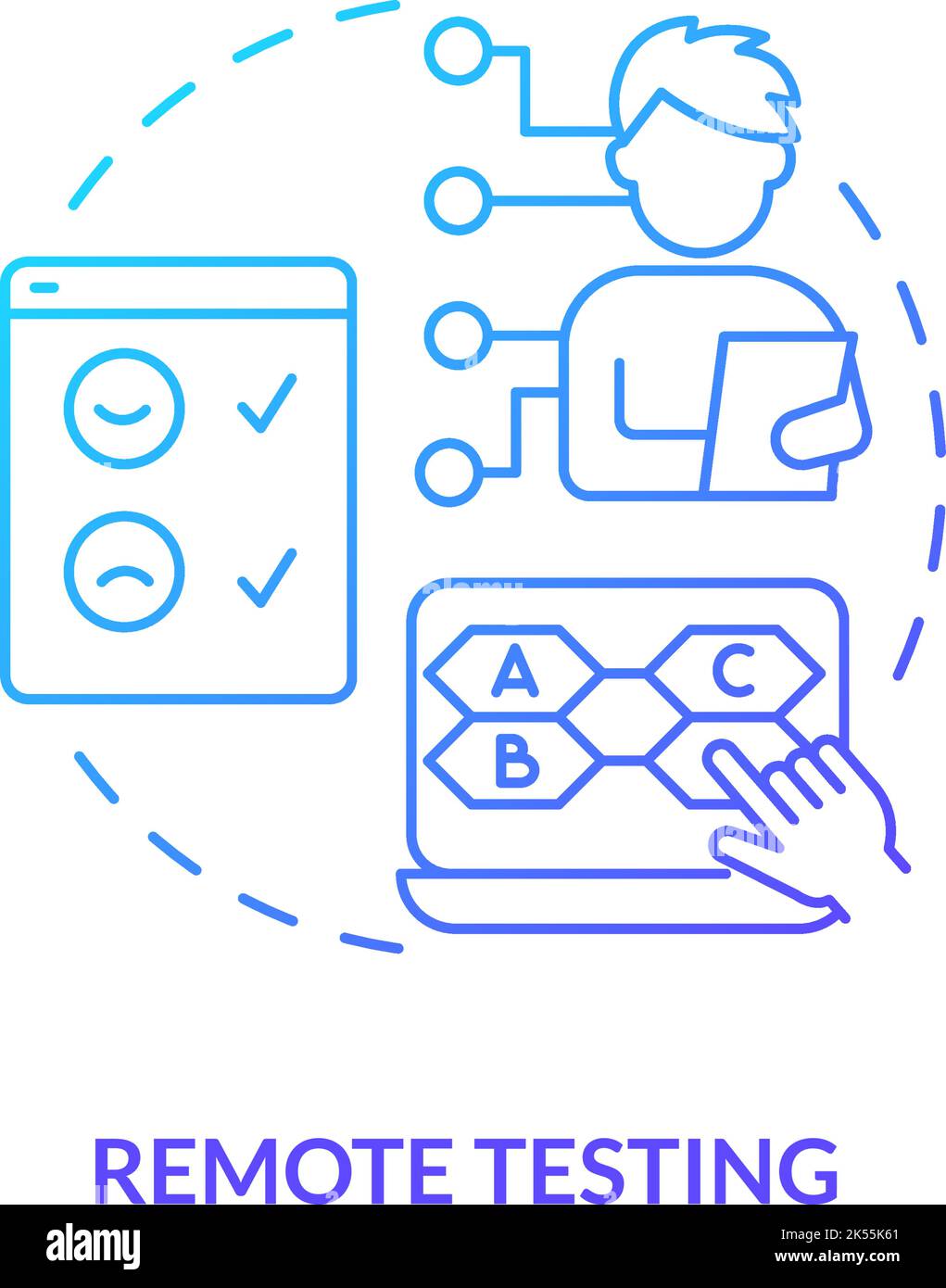 Remote testing session blue gradient concept icon Stock Vector Image