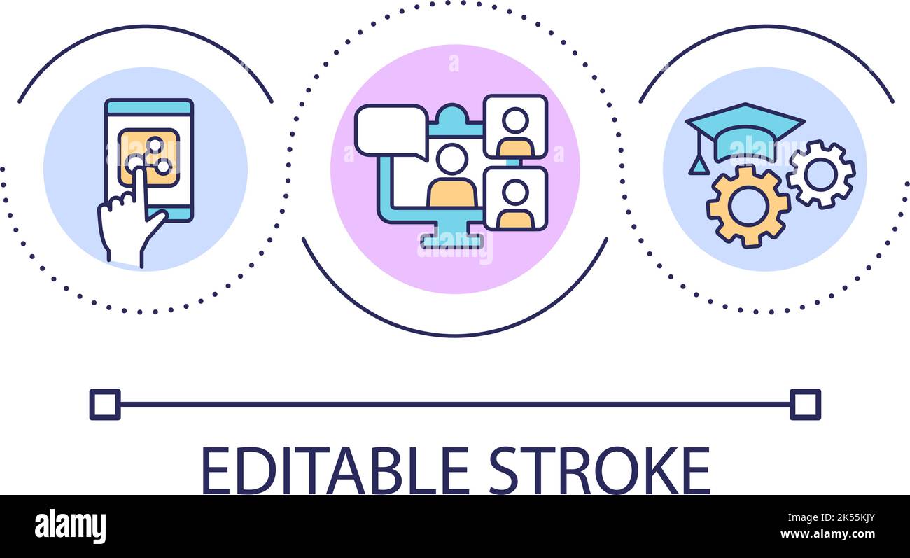 Distance learning course loop concept icon Stock Vector