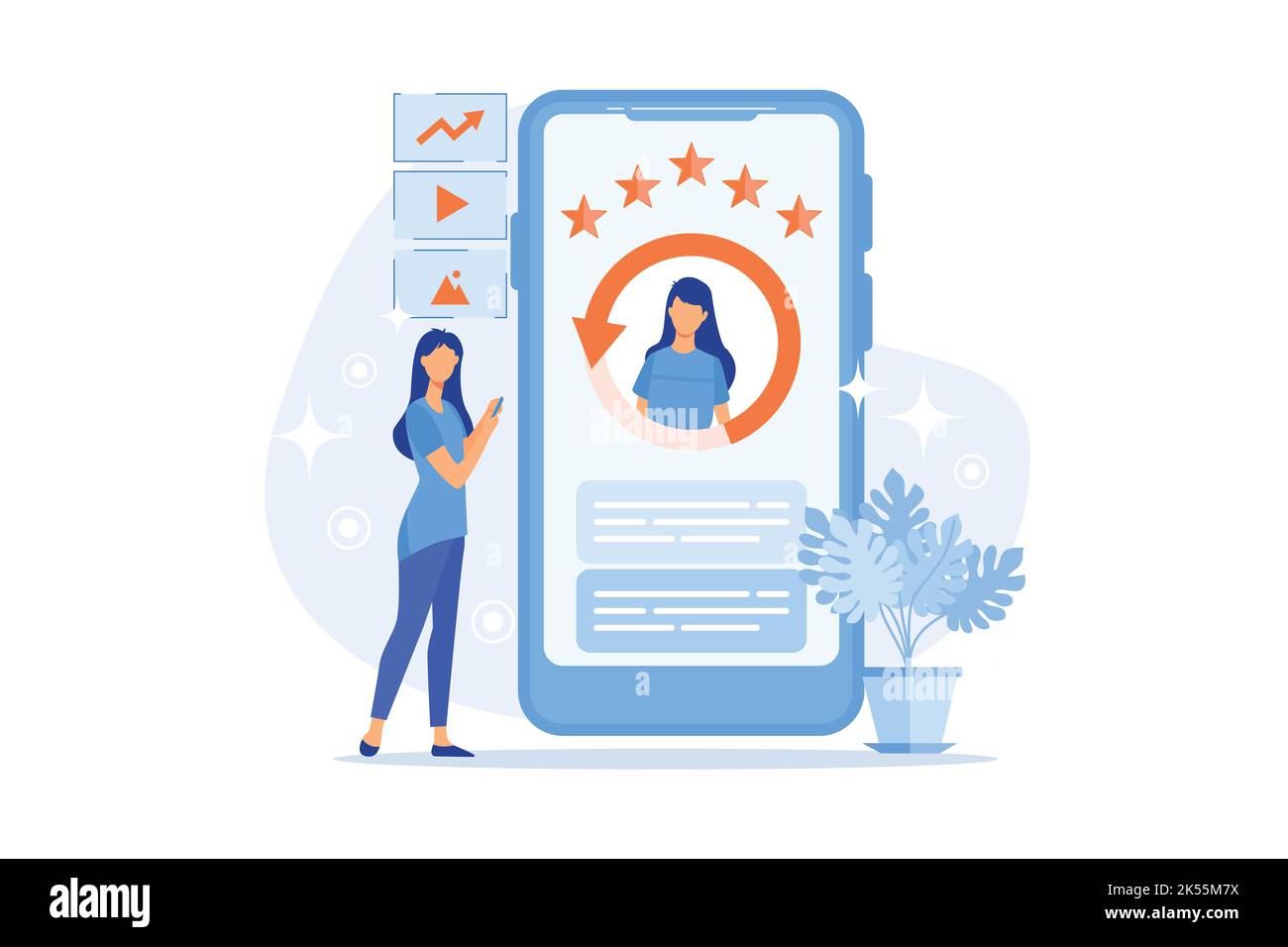 Online identity management Image management, online personal branding management, brand reputation, product presence, social network services flat des Stock Vector