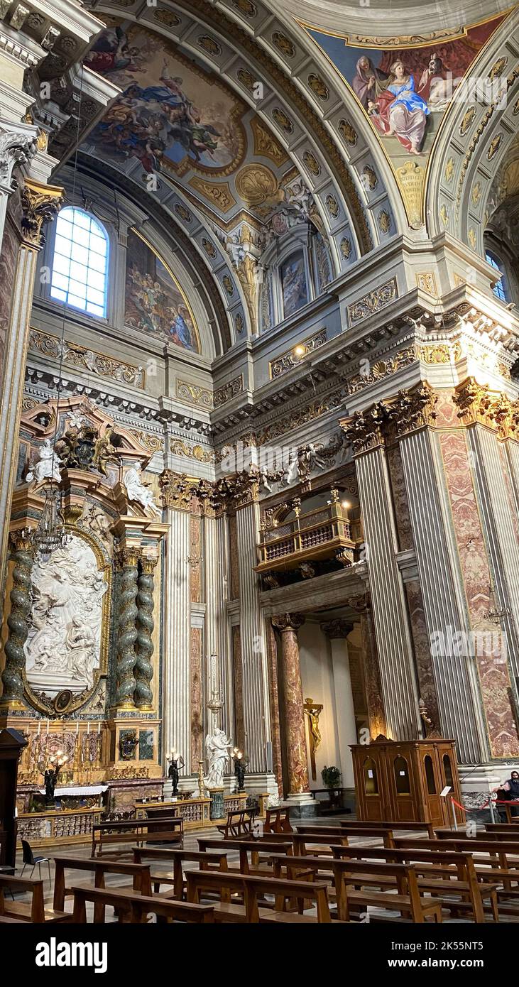 A vertical shot of the interior of Church of St. Ignatius of Loyola at