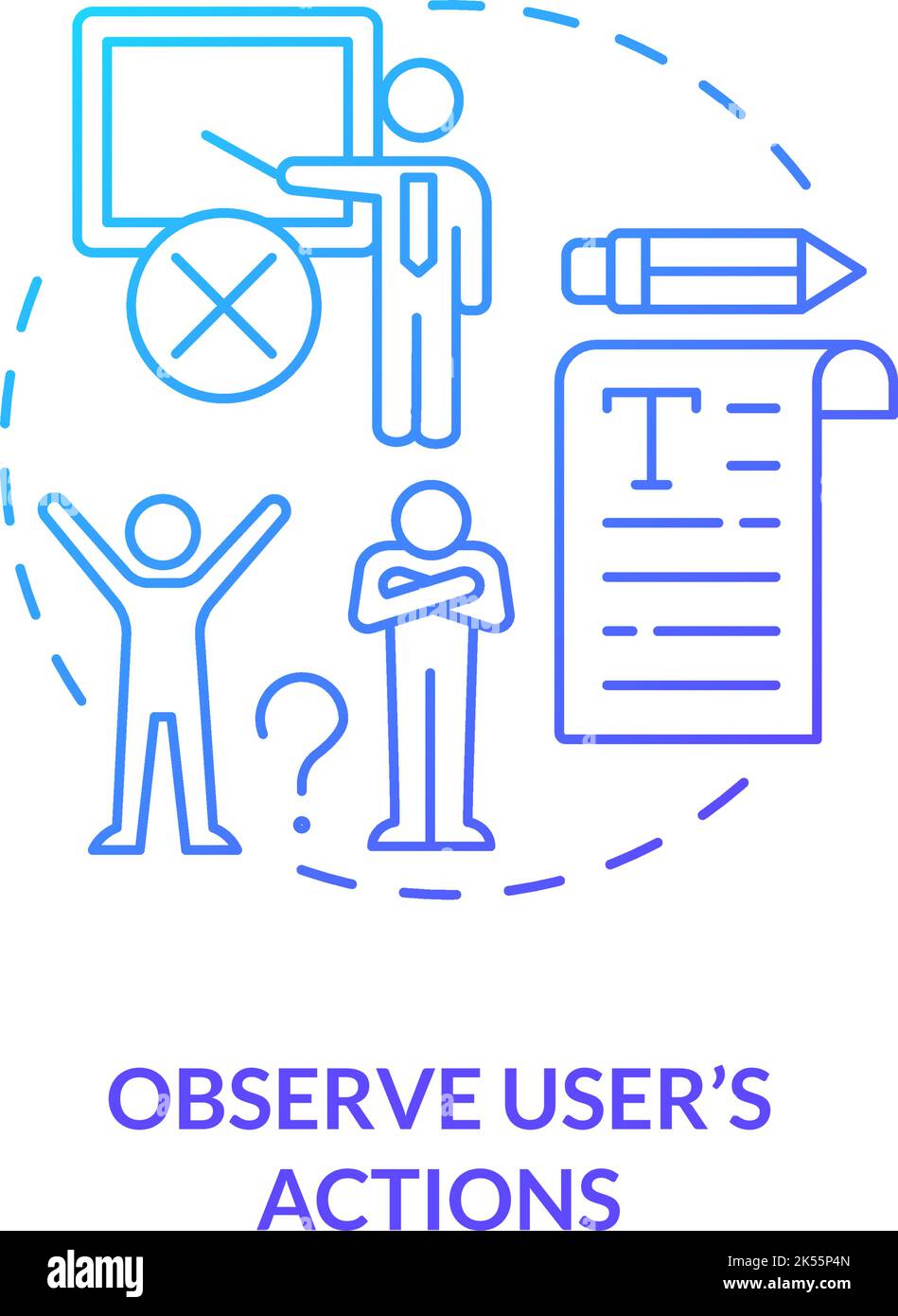 Observe user actions blue gradient concept icon Stock Vector