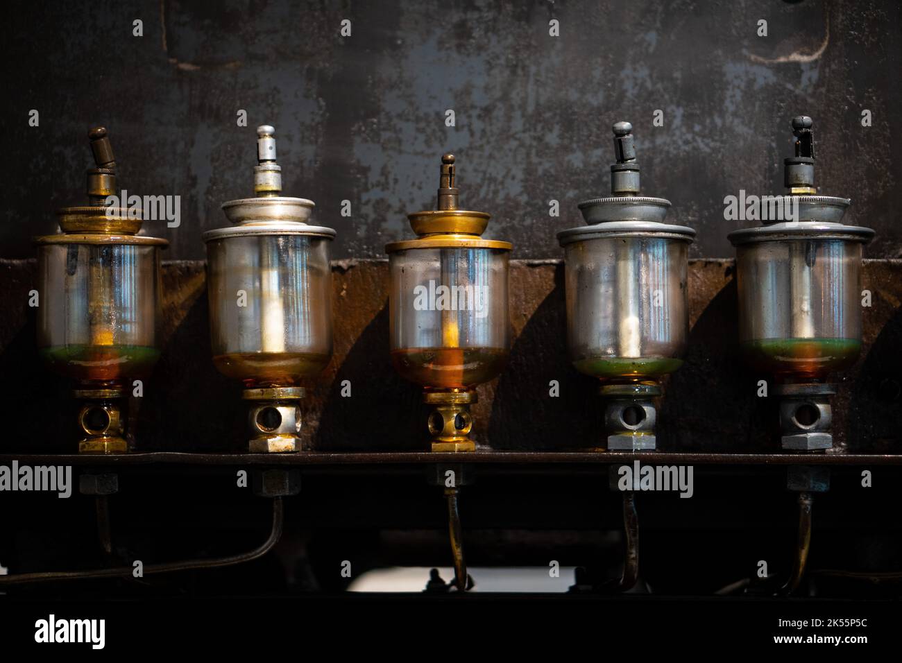 The steam engine oil cups Stock Photo Alamy